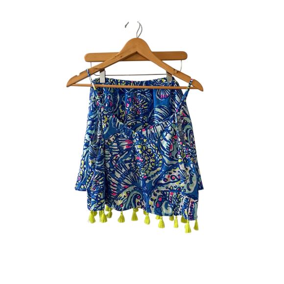 Lilly Pulitzer Tropical Tassel Skort & Cropped Top Set Seaside Print Blue 4 - Picture 2 of 7